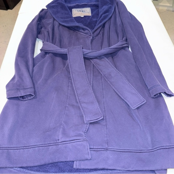 UGG Robe Womens Medium Blue Fleece Lined Belted Cozy Lounge Bathrobe - Picture 1 of 13
